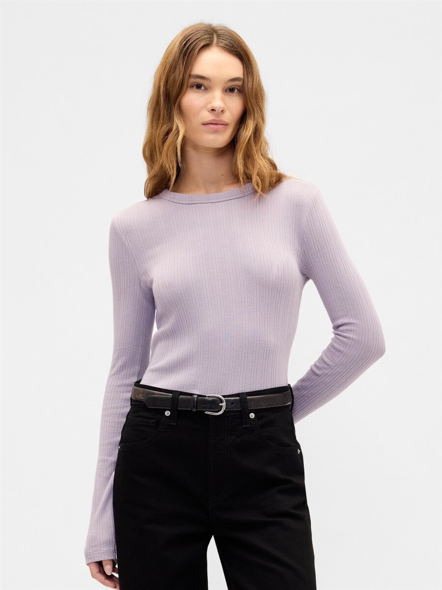 Remera Rib Mujer - Dusty Mauve 