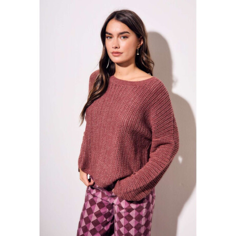 Sweater Texturado Lurex Bordeaux