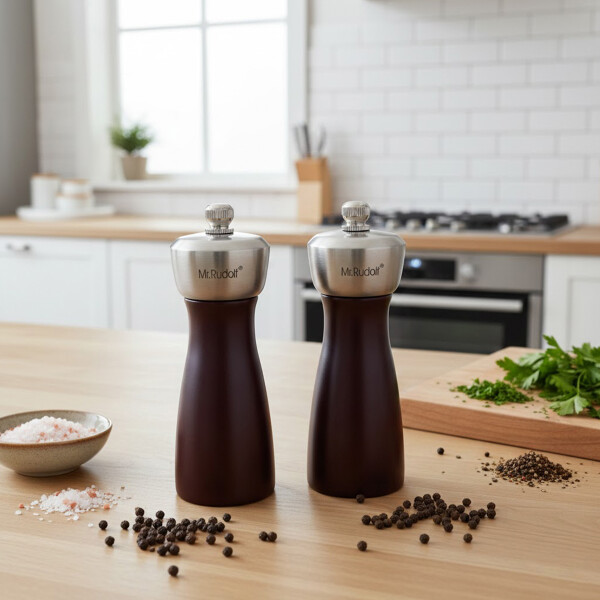 Set X2 Molinillo Salero Pimentero Acero Inoxidable Mr Rudolf Color Marrón