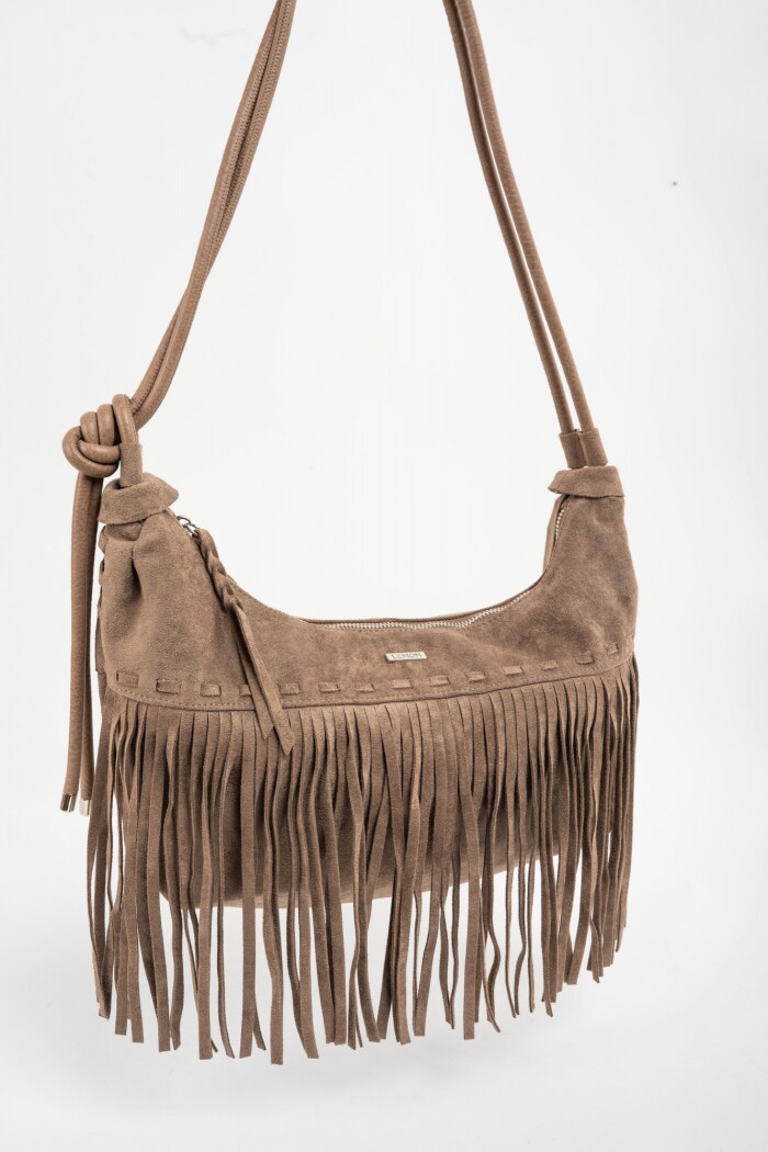 Cartera Gamuza Vegana Flecos Vison