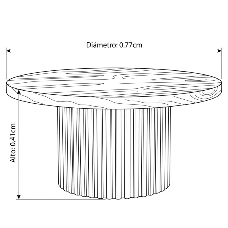MESA CENTRO TERRA 80CM - ZV 02 RIPADO (CD) Unica