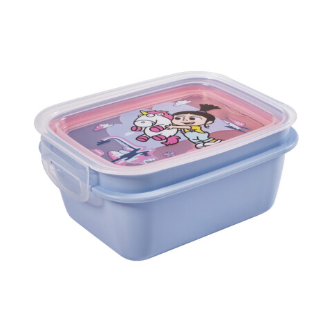 Pote Plástico Minions Con Traba y División 630 ml LILA