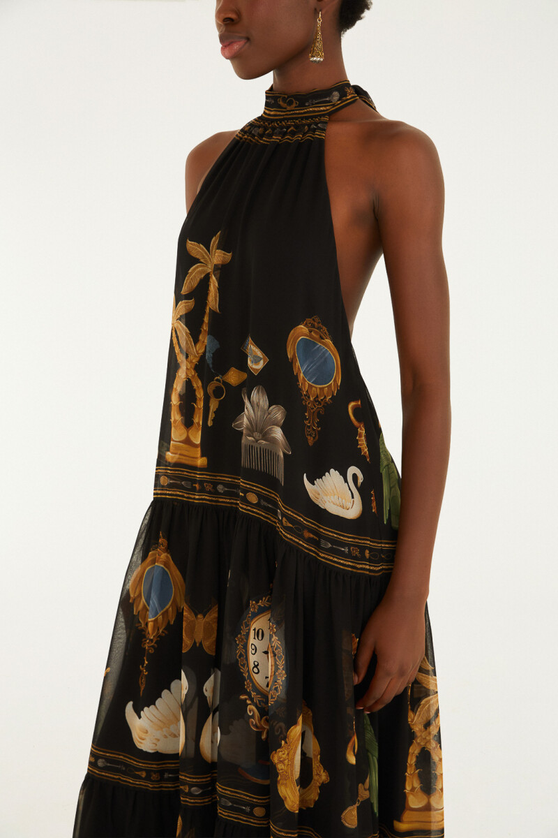 VESTIDO LARGO HALTER Negro