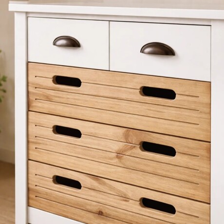 Cómoda Lumax 5 cajones madera y blanco Cómoda Lumax 5 cajones madera y blanco