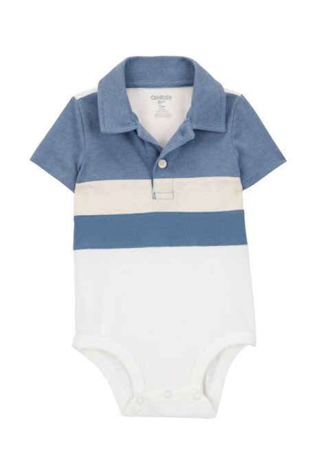 Body polo de algodón, diseño a rayas Sin color