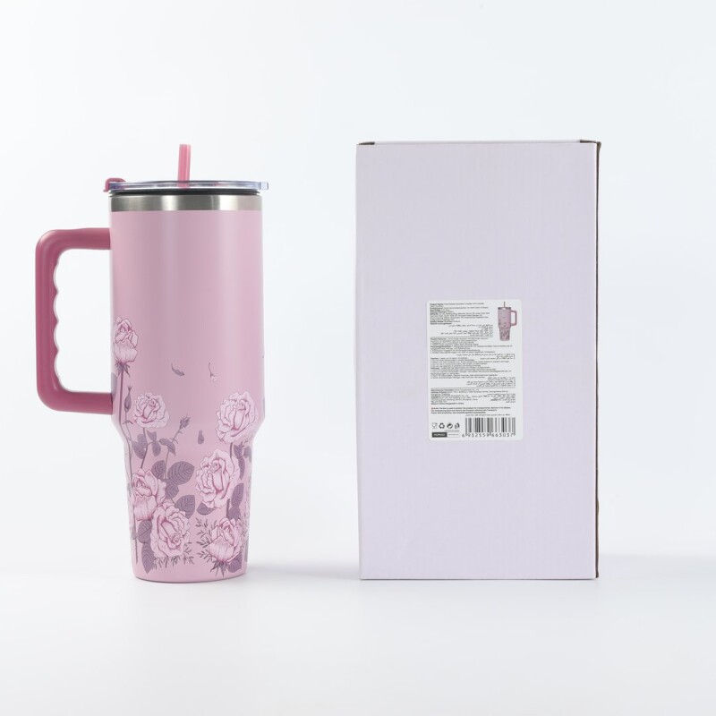 VASO TÉRMICO SERIE FLORAL CON ASA (1200 ML/ROSA) VASO TÉRMICO SERIE FLORAL CON ASA (1200 ML/ROSA)