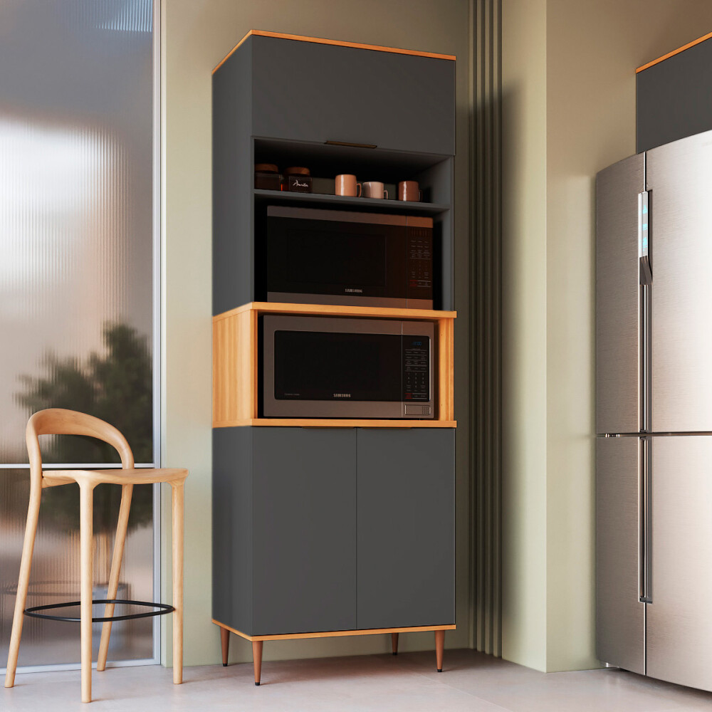 Módulo superior complementario ALICE 0,80 m, 1 puerta, para 2 hornos, color Grafito Módulo Superior Complementario Alice 0,80 M, 1 Puerta, Para 2 Hornos, Color Grafito