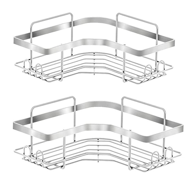 Set X2 Estantes Esquinero Organizador Baño Ducha Y Adhesivos Linea Premium Imback Color Plateado Set X2 Estantes Esquinero Organizador Baño Ducha Y Adhesivos Linea Premium Imback Color Plateado