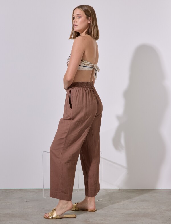 Pantalon Lino MARRON