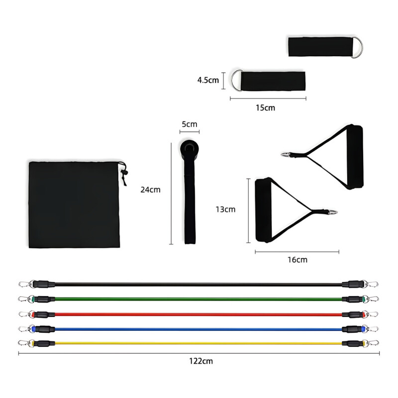Set 5 Bandas Elasticas Agarre Resistencia Bosco Gym Multicolor