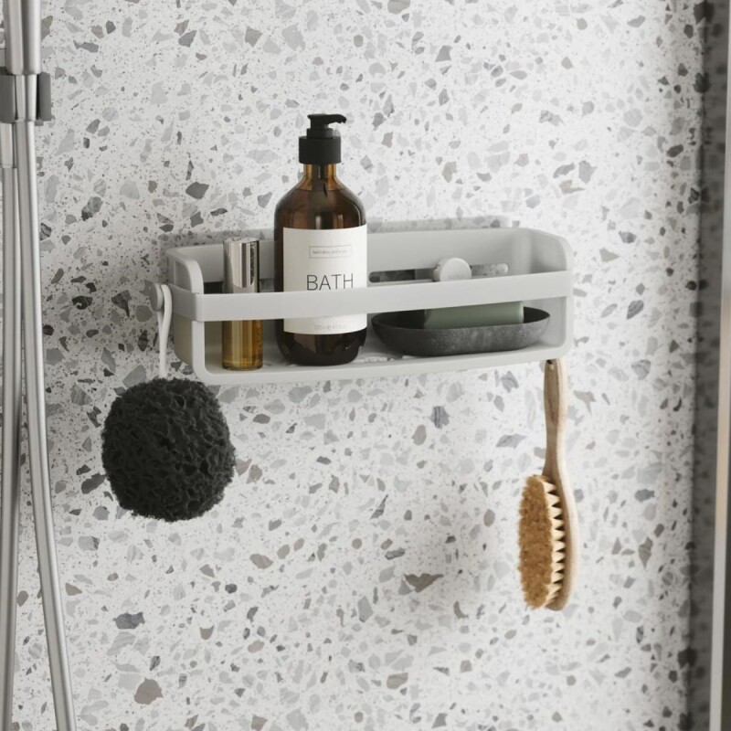 Estante de baño para ducha con adhesivo Gris