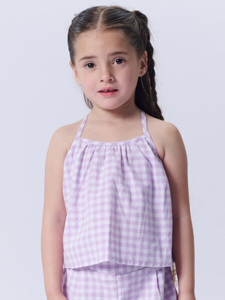 Top cuadro vichy Lila