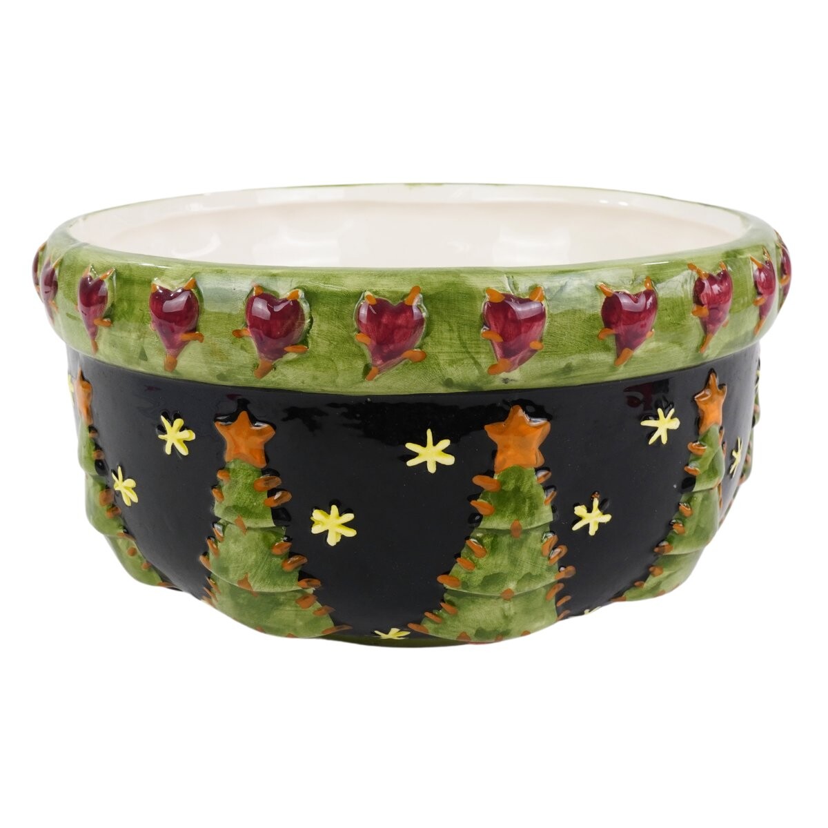 Bowl navideño de ceramica labrado 