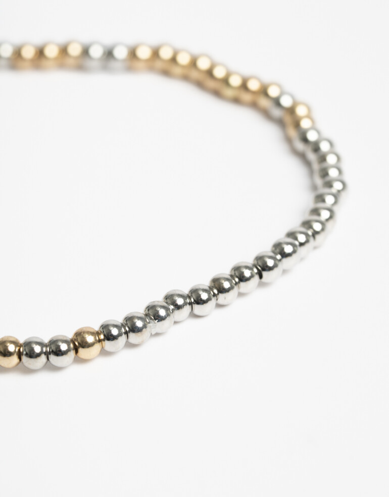 Pulseras Elásticas Metal Pulsera Elástica Beads Biplating - Dorado