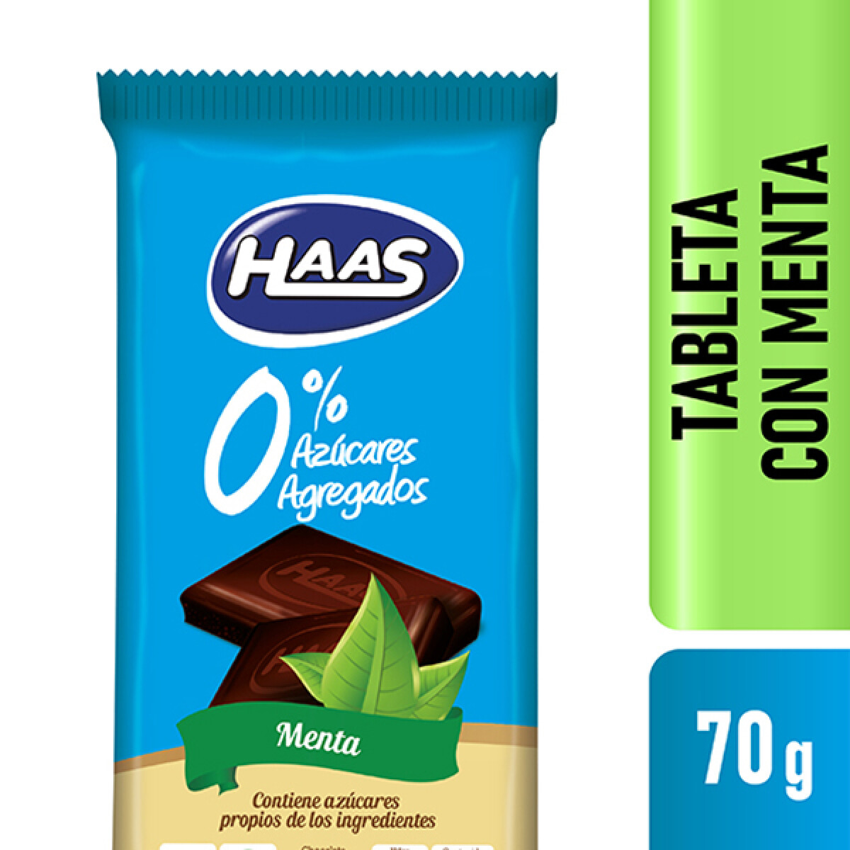 Chocolate Sin Azúcar 70 g Haas - Con menta 