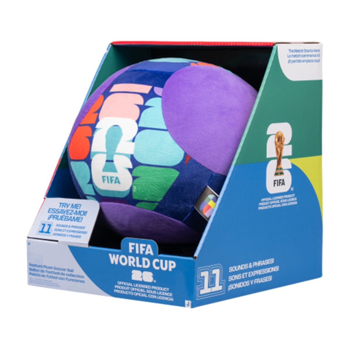 PELOTA PLUSH FIFA 10" CON SONIDOS MUNDIAL 2026 - VIOLETA 