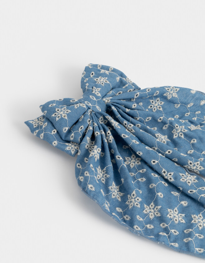 Hebillas Francesas Con moño Hebilla Francesa Moño Bordado - Azul Celeste