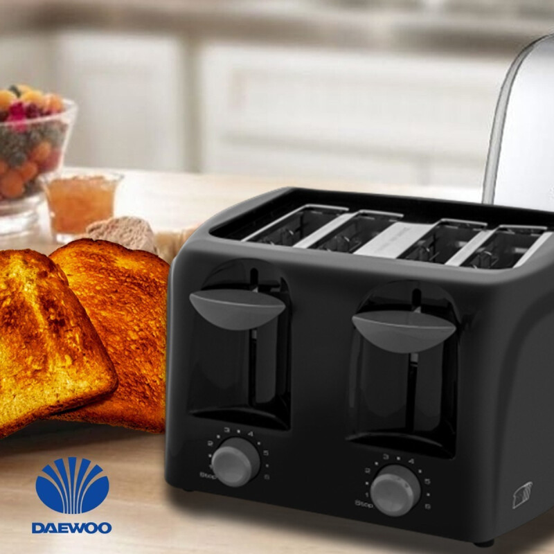 Tostadora eléctrica 4 panes Daewoo | 6 Niveles | Color negro Tostadora eléctrica 4 panes Daewoo | 6 Niveles | Color negro