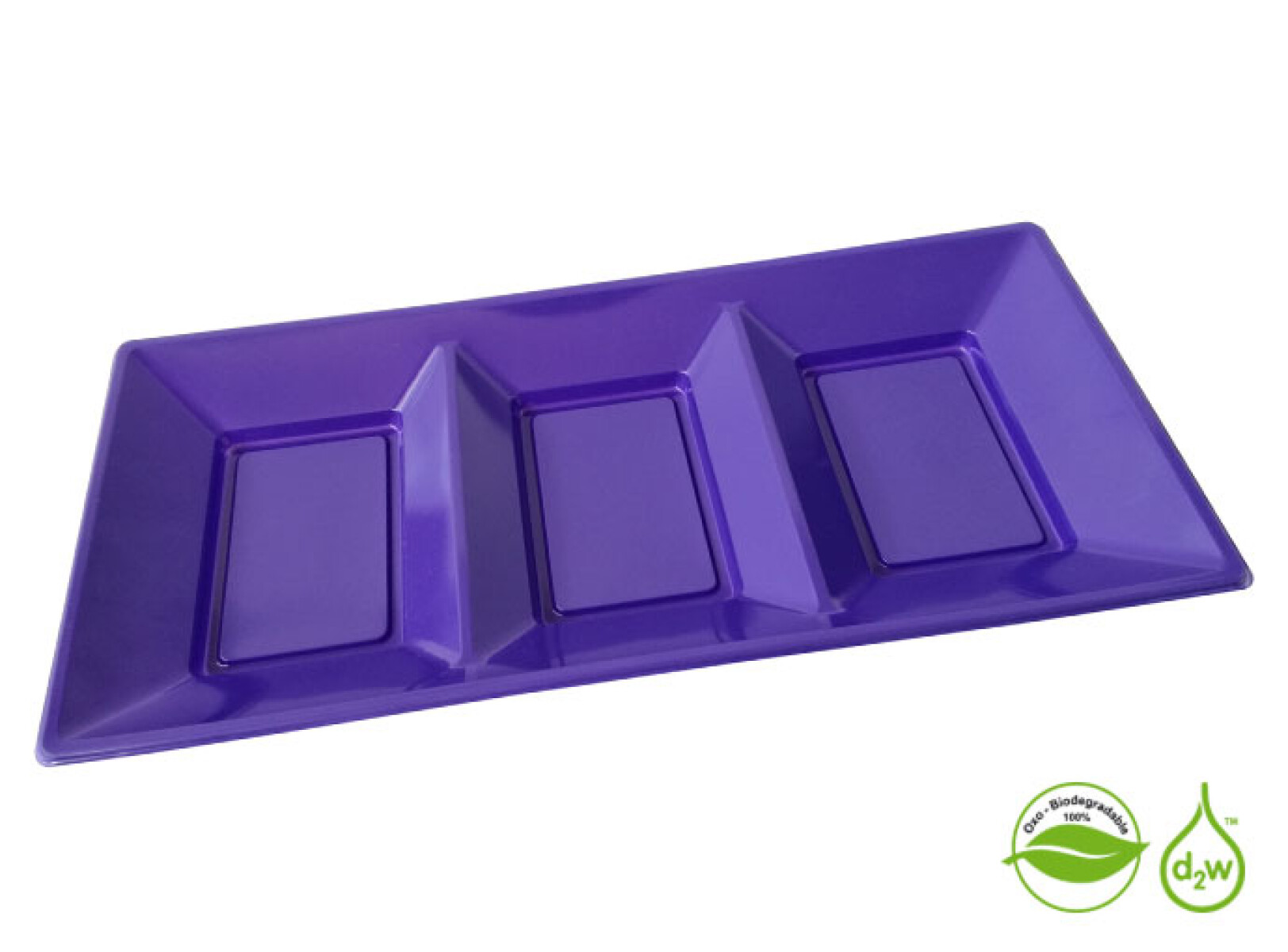 Bandeja Biodegradable Rectangular x3 Unidades - Morado 
