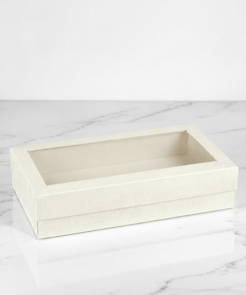 Caja + tapa c/ventana 19,5x14x6 cm. - PELLE BIANCO Caja + tapa c/ventana 19,5x14x6 cm. - PELLE BIANCO