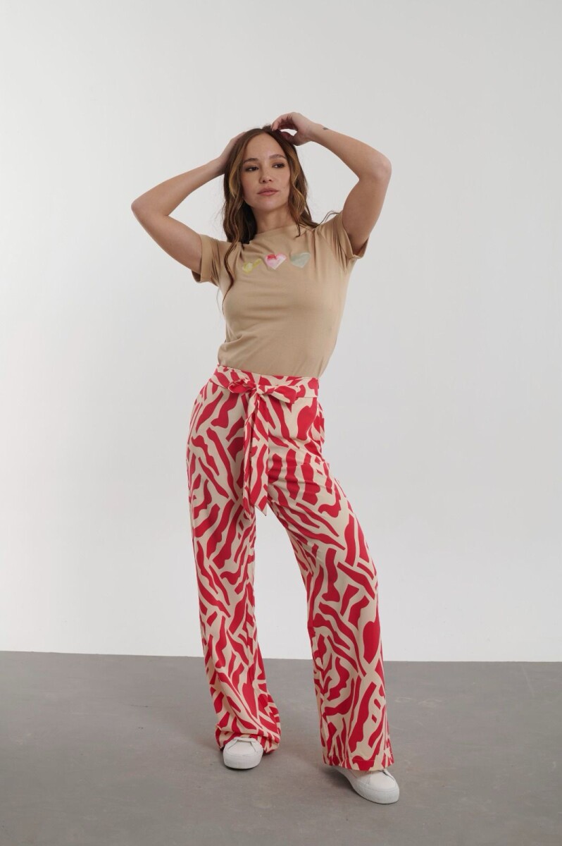 PANTALON KENDALL - ESTAMPADO ROSA Y BEIGE 