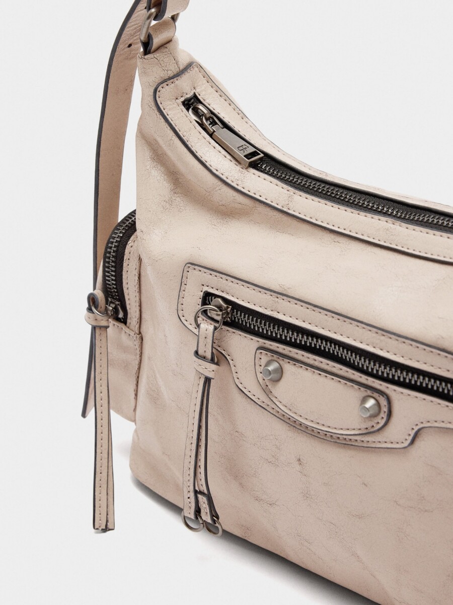 Bolso De Hombro De Efecto Envejecido crudo