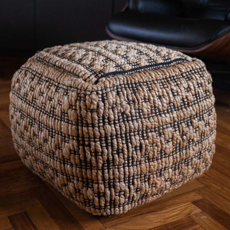 Puff almohadón de piso tejido de yute 40cm Puff almohadón de piso tejido de yute 40cm