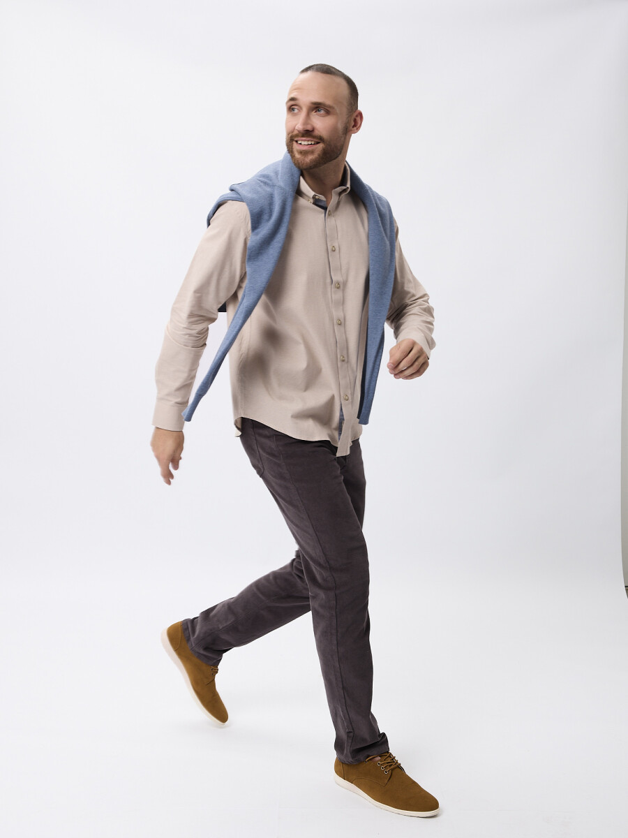 Camisa m/l tramada - beige 