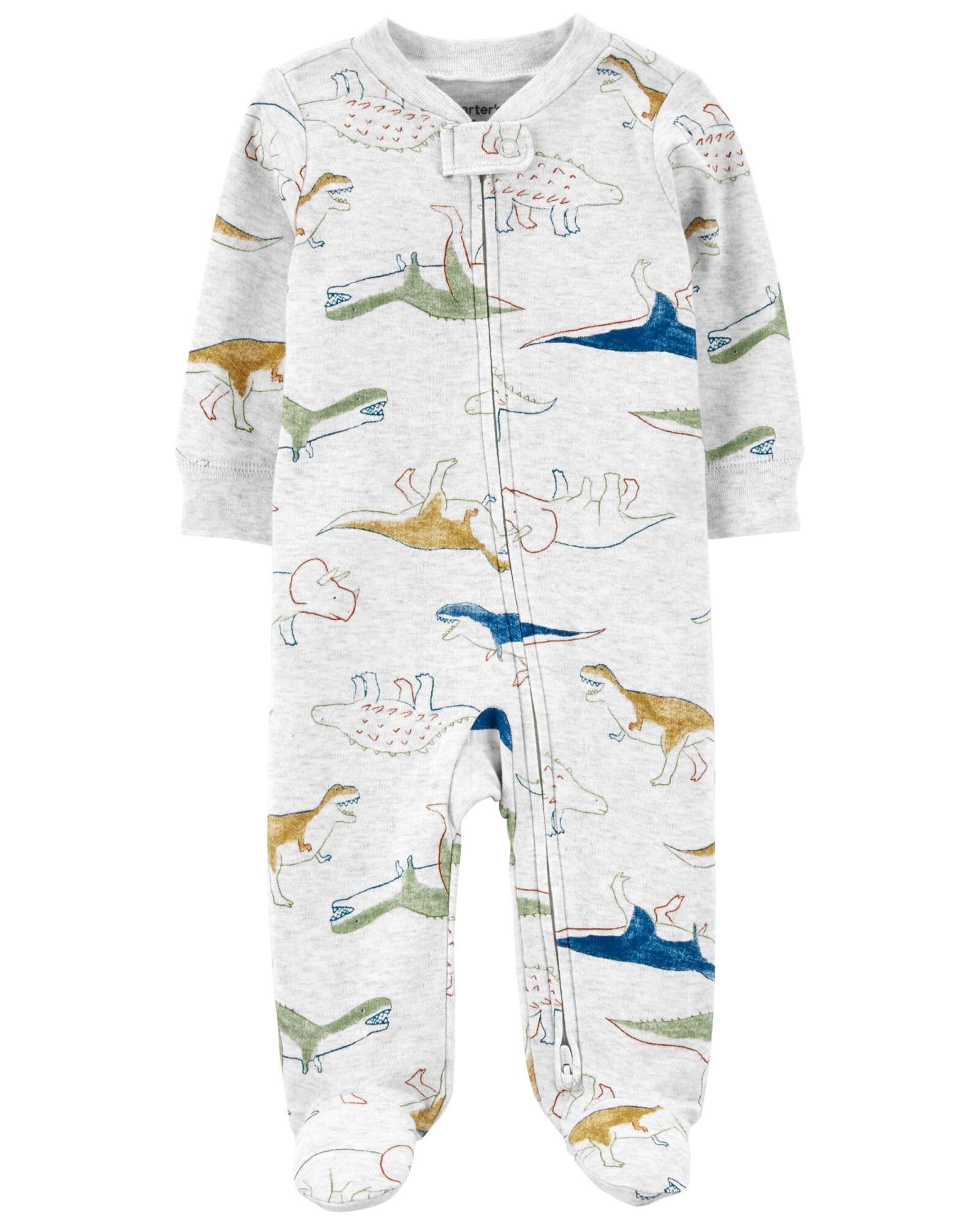 Pijama una pieza de algodón con pie diseño dinosaurios Sin color