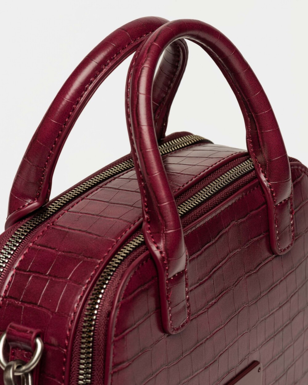 Cartera de mano New Penny en efecto cuero croco Bordeaux