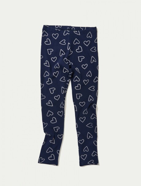 CALZA BÁSICA CON ESTAMPADO EN TELA ACANALADA AZUL