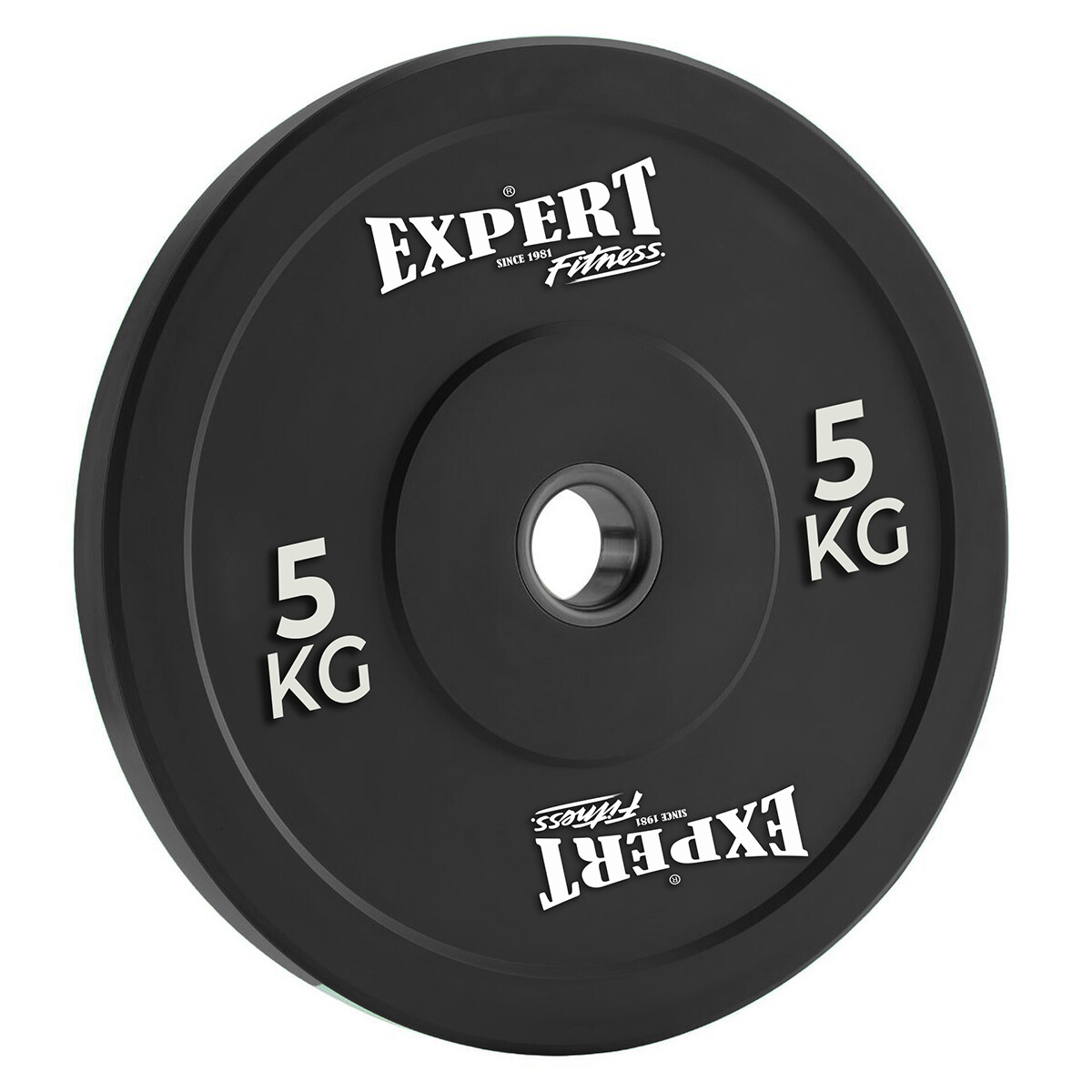 Disco Olímpico 5Kg Expert Revestido En Goma C/ Aro Metal Pesa P/ Barras - Negro 