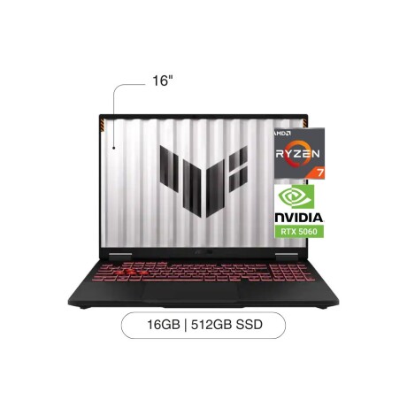 Notebook ASUS Tuf Gaming A16 16' FHD 512GB / 16GB R7 260 RTX5060 W11 Notebook ASUS Tuf Gaming A16 16' FHD 512GB / 16GB R7 260 RTX5060 W11