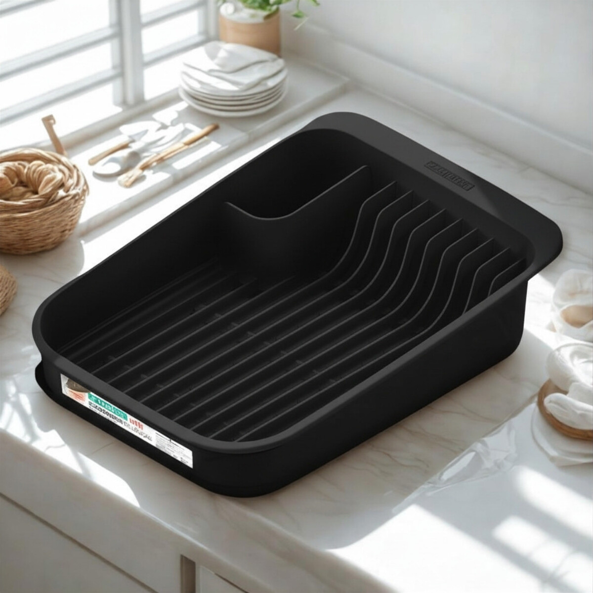 Escurridor platos con bandeja - NEGRO 