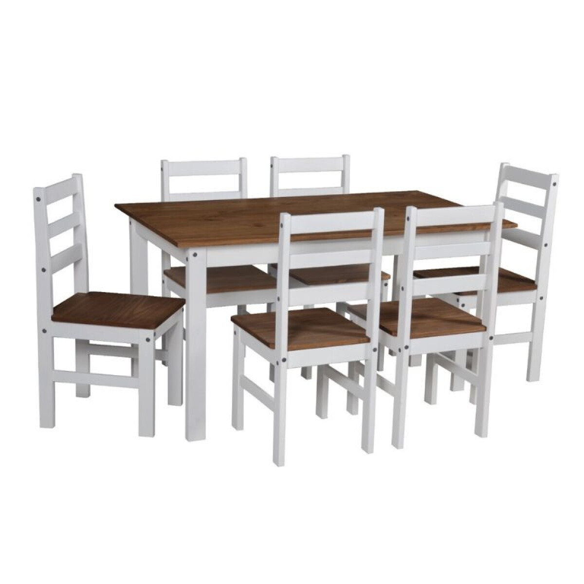 JUEGO DE COMEDOR MESA + 6 SILLAS - BLANCO/CERA 