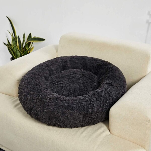 Cama Para Gato Cucha Puff Peluda Cómoda 50 Cm Mascota Color Variante Negro