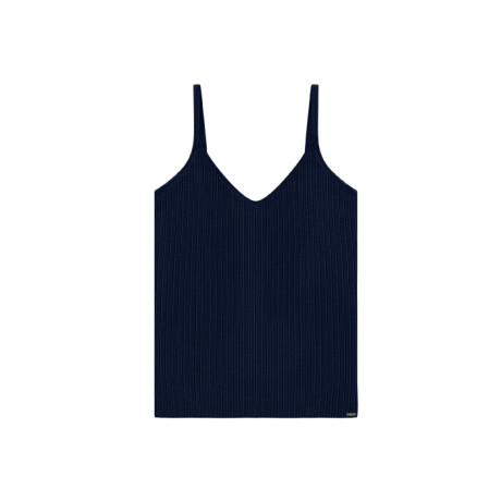 Musculosa Canalé cuello en V Azul Oscuro
