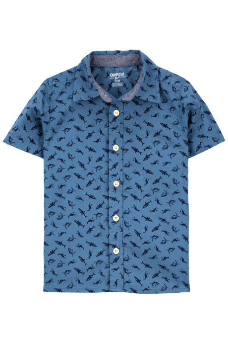 Camisa de algodón, manga corta diseño tiburones Sin color
