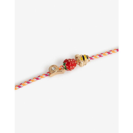 Pulsera Cordón Y Dijes Dorado
