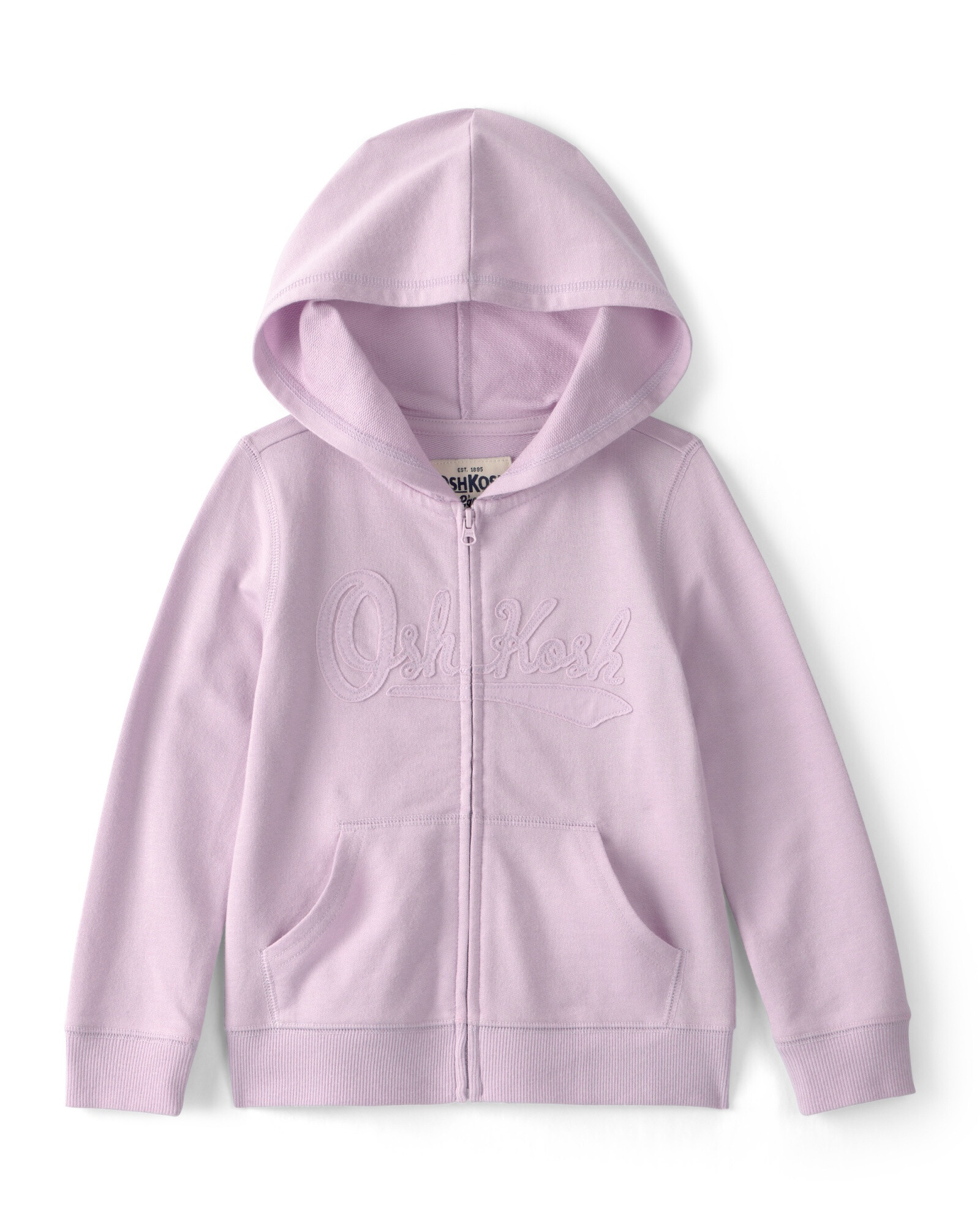 Campera de algodón, lila, con capucha y logo Campera de algodón, lila, con capucha y logo