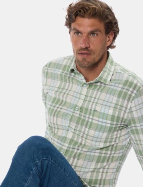 CAMISA DE LINO A CUADROS Verde