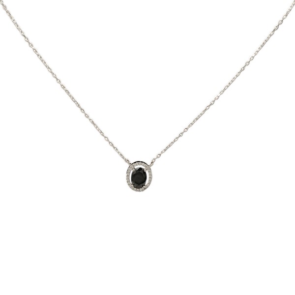 Conjunto Halo- Plata 925 - Zirconia negra- CJ3031 - Adulto - Conpiedra