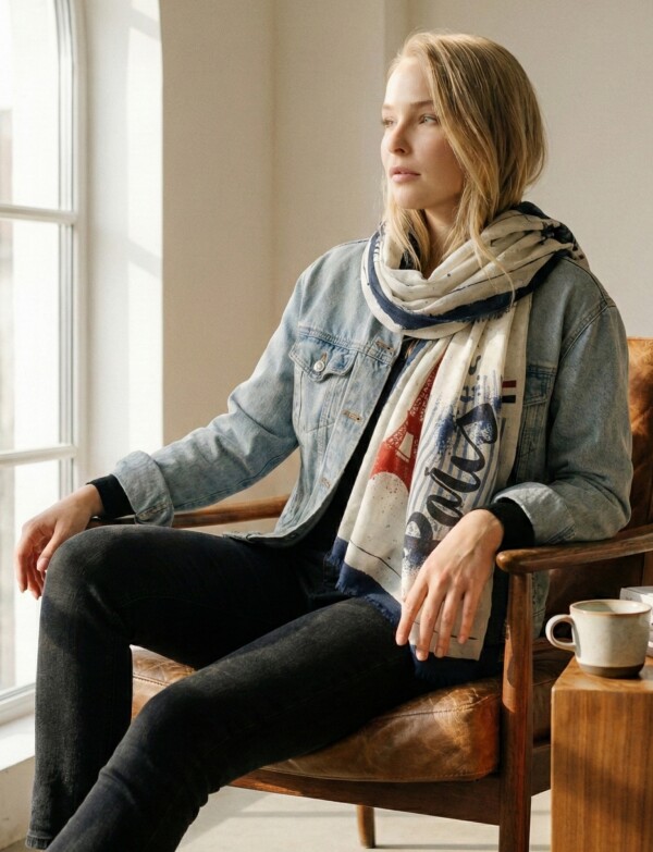 Pashmina Paris AZUL/BLANCO