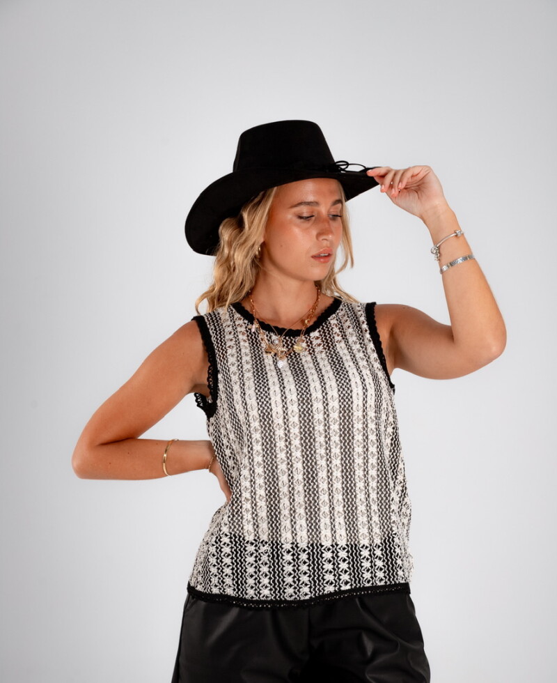 Blusa Gabrielle negro con blanco