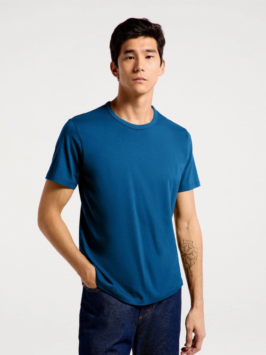 CAMISETA MANGA CORTA SLIM - AZUL 