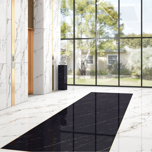 Porcelanato Blanco Marmolado Brillo 800X2400X150Mm GAMAS DE BLANCO