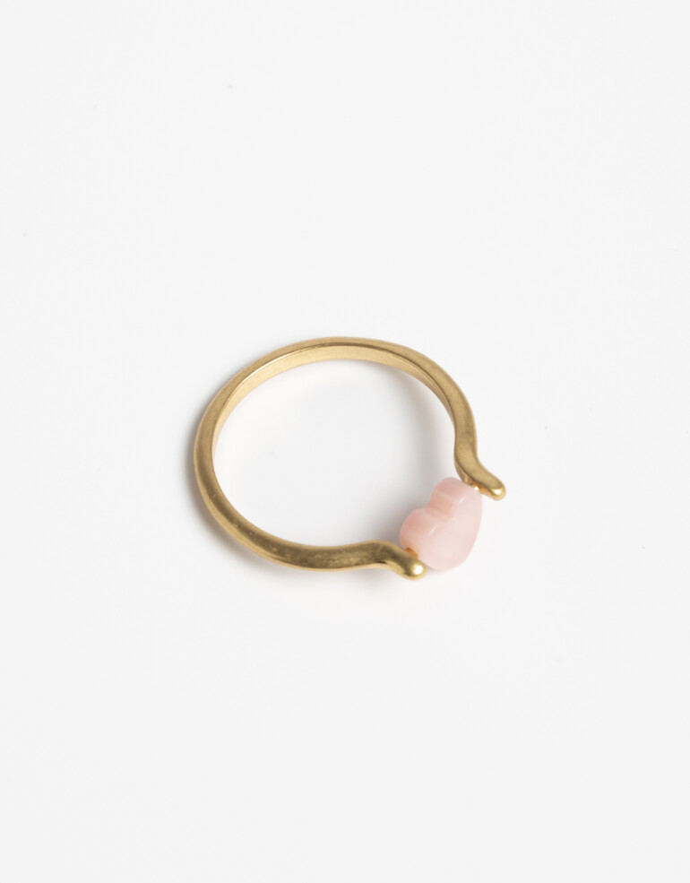 Anillos Chicos Perla Anillo Metal Corazón De Nácar - Dorado Oro Amarillo