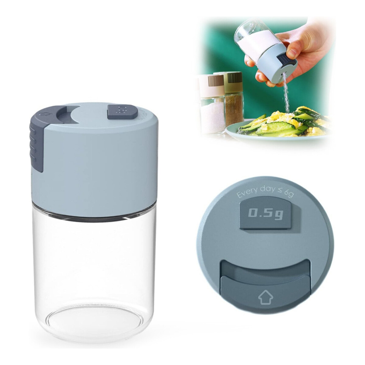Dispensador De Sal Medible Para Cocina 100ml Condimentos - Variante Color Azul 