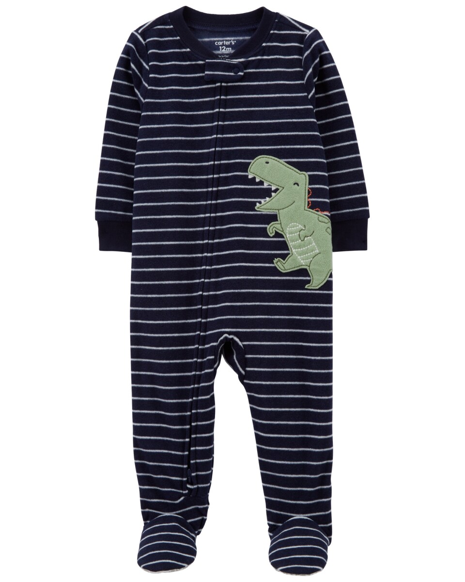 Pijama una pieza de micropolar, con pie, estampa dino 