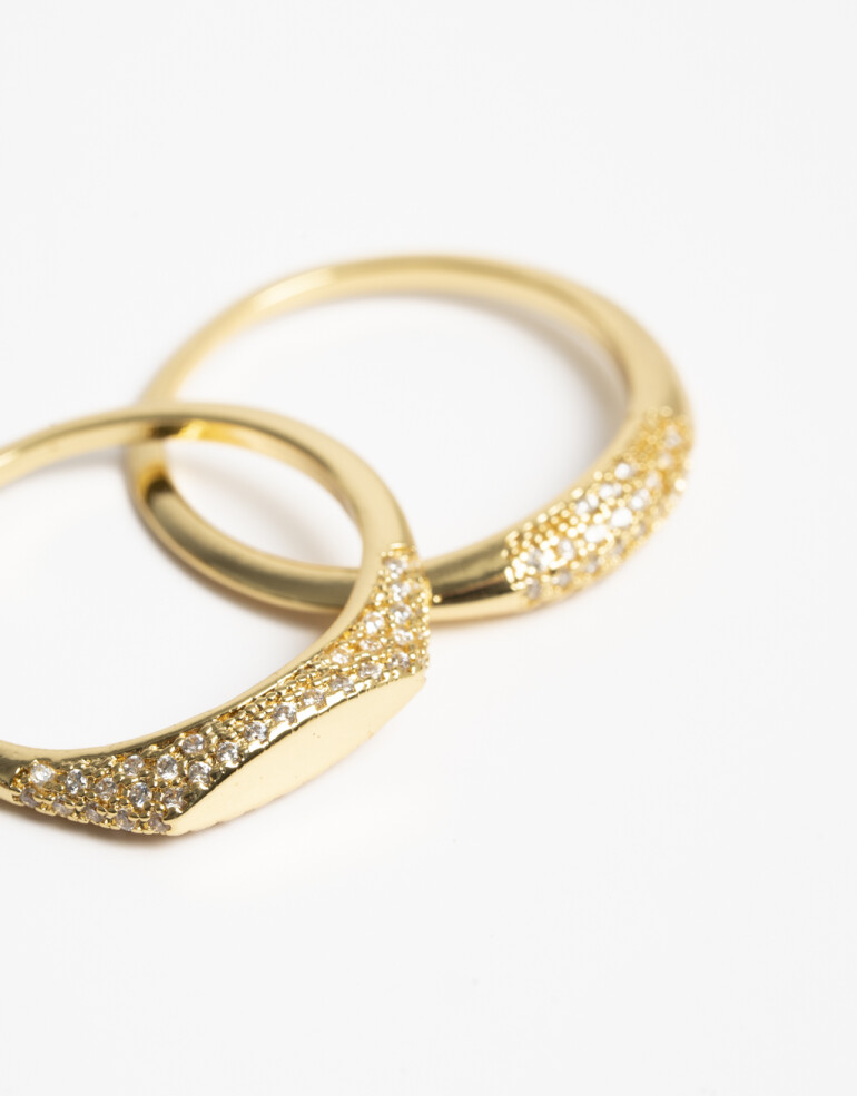 Sets Anillos Cubic zirconia Set De Anillos Con Cubic Zirconia - Dorado